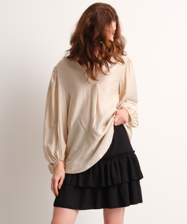 uni top met v-hals en plooi