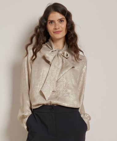 blouse met strikkraag