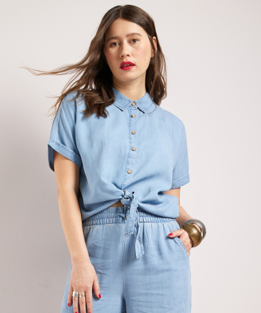 blouse met strikceintuur