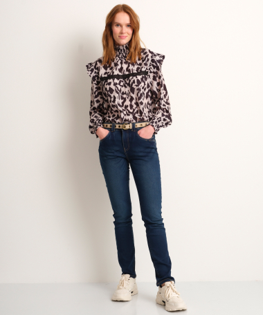 gesmockte blouse met kant