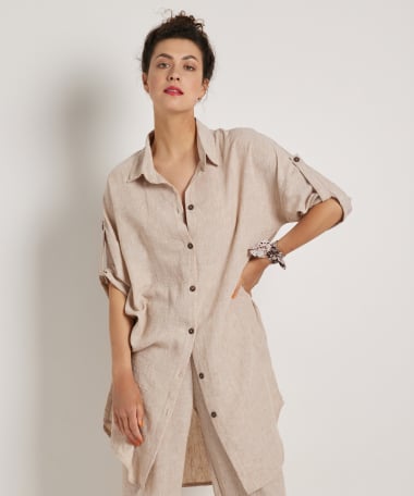 lange blouse linnenlook
