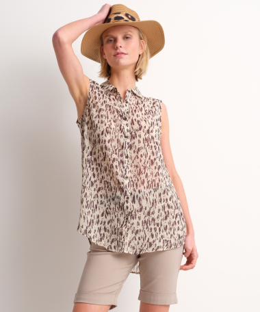 mouwloze chiffon blouse