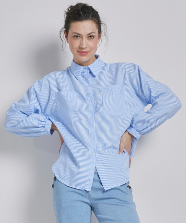 gestreepte blouse met glittersteentjes