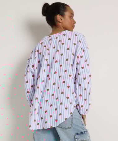 blouse met hartjesprint