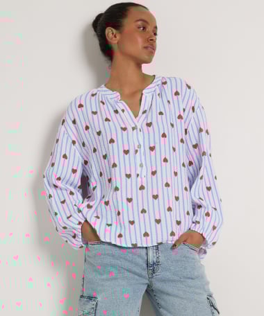 blouse met hartjesprint