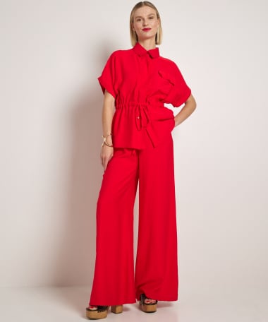 uni blouse met taillekoord
