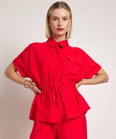 uni blouse met taillekoord