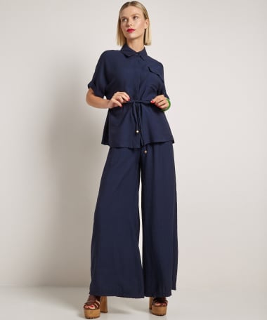 uni blouse met taillekoord