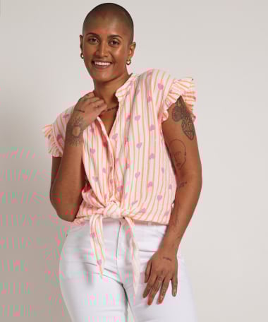knoop blouse met hartjes