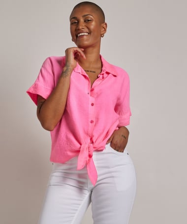 neon blouse met knoop