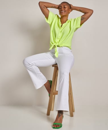 neon blouse met knoop