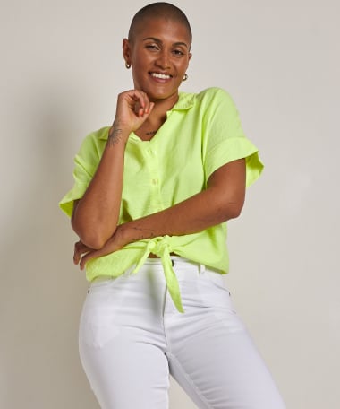neon blouse met knoop