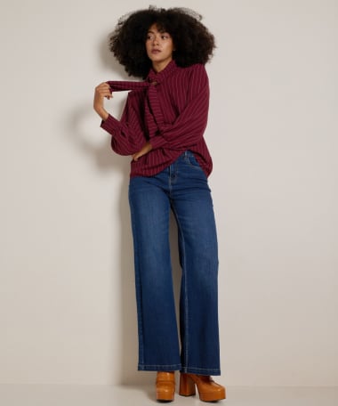 gestreepte blouse met kraag