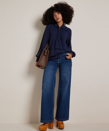 gestreepte blouse met kraag