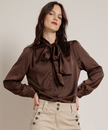 blouse met strikkraag