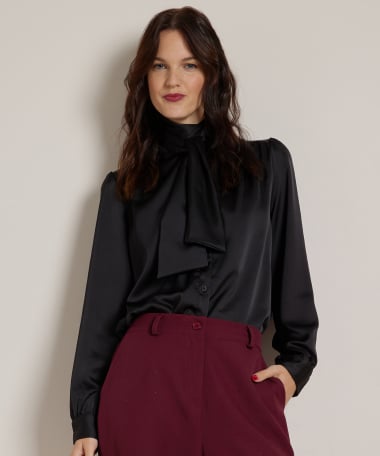 blouse met strikkraag