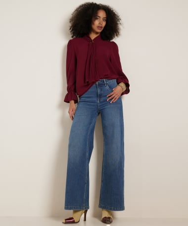 uni blouse met sjaalkraag