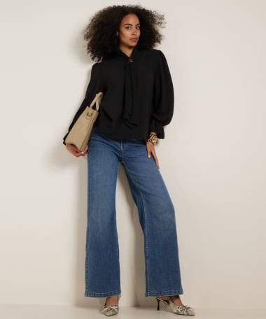 uni blouse met sjaalkraag