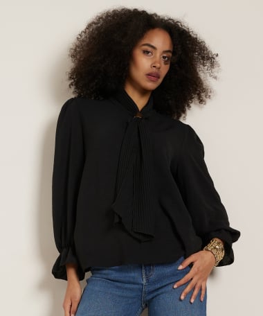uni blouse met sjaalkraag