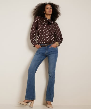 strik blouse met stippenprint
