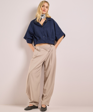 cropped blouse met korte mouw
