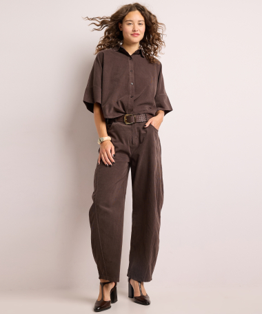 rib blouse met korte mouw