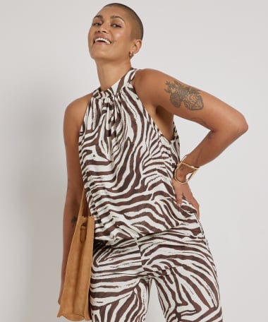 halter singlet zebraprint