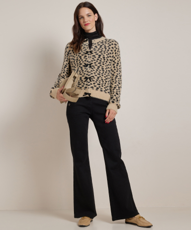 jacquard vest met strikjes