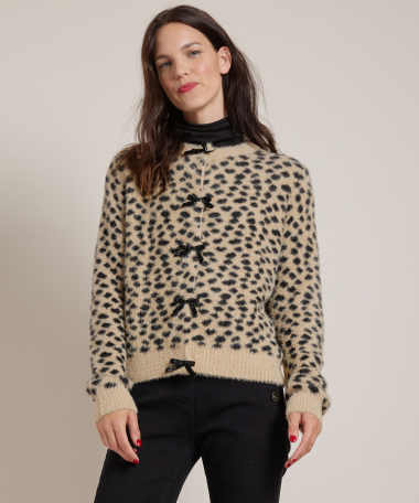 jacquard vest met strikjes