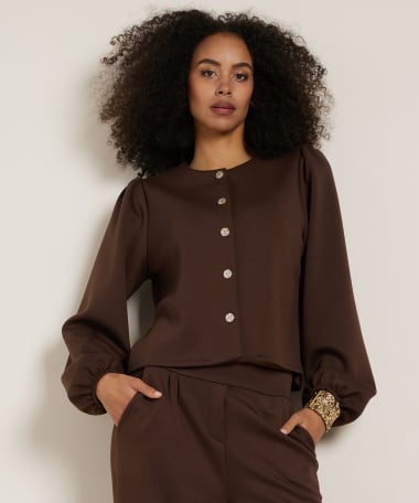 pofmouw vest met knopen