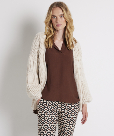 grof gebreid vest met pofmouw