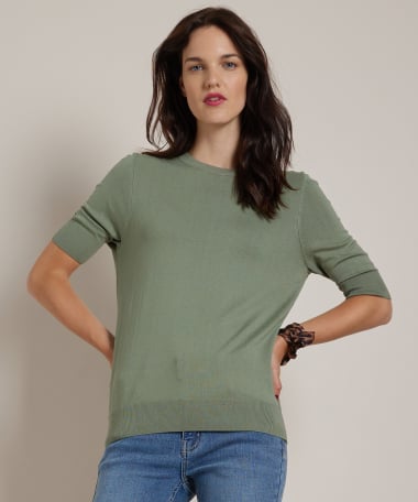 basic trui met halflange mouw