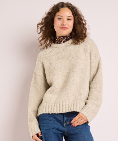 boucle trui met ronde hals