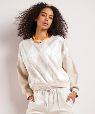 jersey trui met ruiten dessin