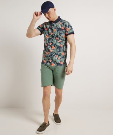 pique polo bloemenprint