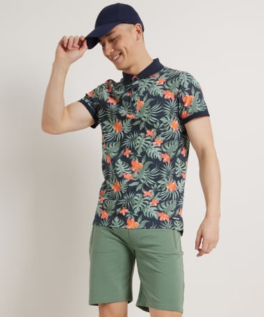 pique polo bloemenprint