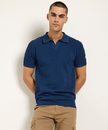 gebreide polo met v-hals