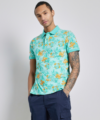 polo met tropische print