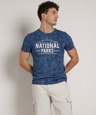 bladprint t-shirt met tekstprint