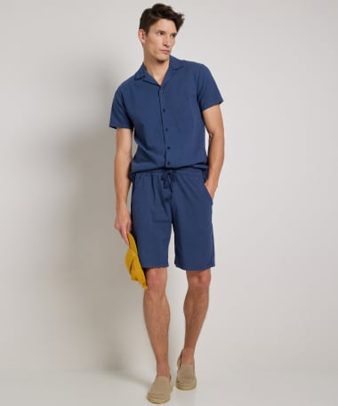 uni overhemd linnenlook