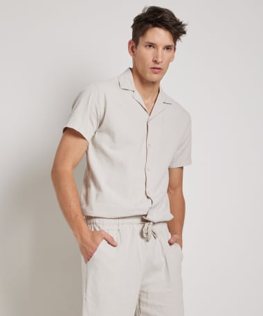 uni overhemd linnenlook
