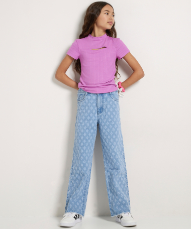 rib t-shirt met cut-out