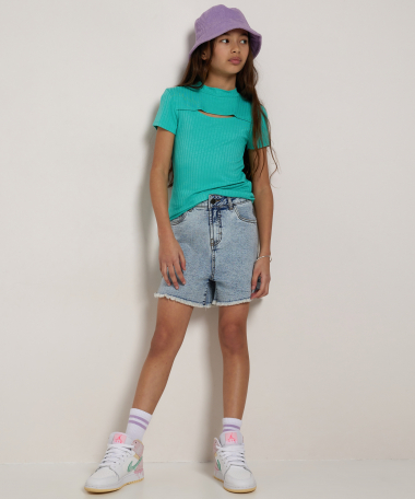 rib t-shirt met cut-out