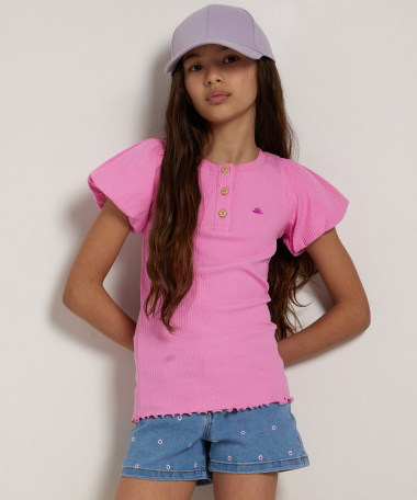 pofmouw t-shirt met knopen