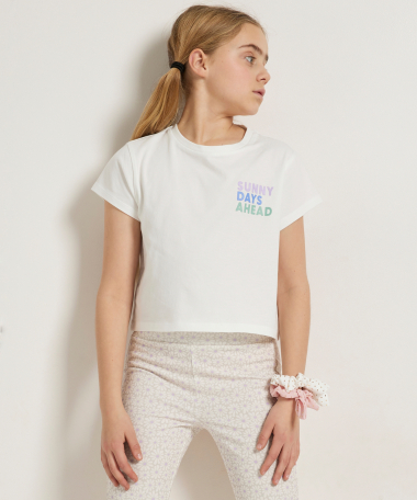 kort t-shirt met borstprint