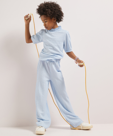 structuur t-shirt ruchekraag