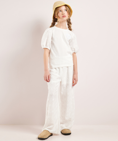 t-shirt met pofmouw en embroidery