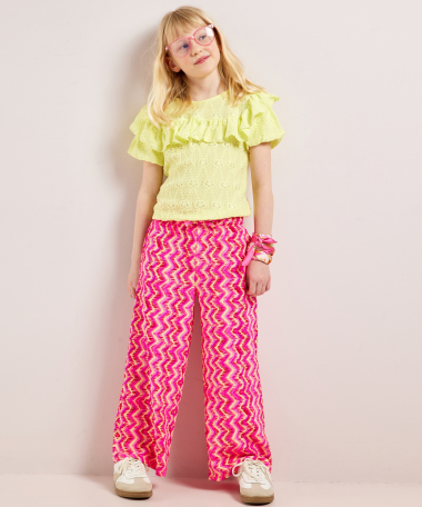 gele broderie top met ruffle