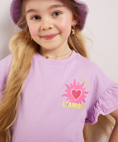 t-shirt met ruches en print