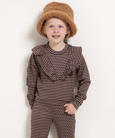 ruche top met all-over dessin